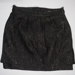 Maje France pleated black & gold tiered raw-edge Wool Blend Pockets Mini Skirt